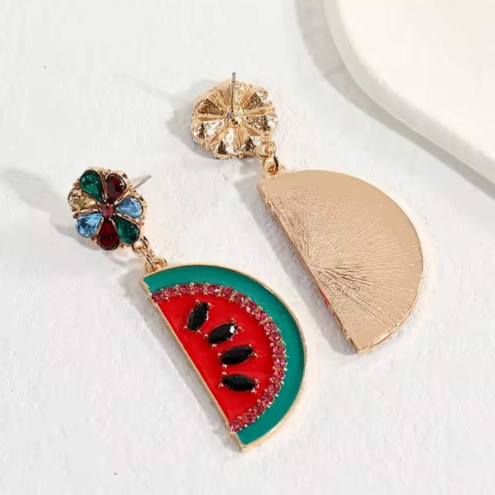 "Melon" Watermelon Fruit Earrings - Picture 14 of 14